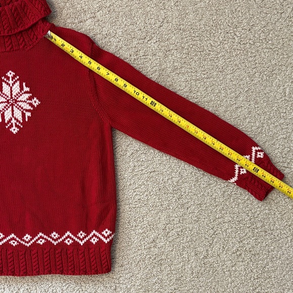 Exclusive Hand Knit For Ralph Lauren Red Cowl Neck Sweater with Snowflake Design - Picture 7 of 7